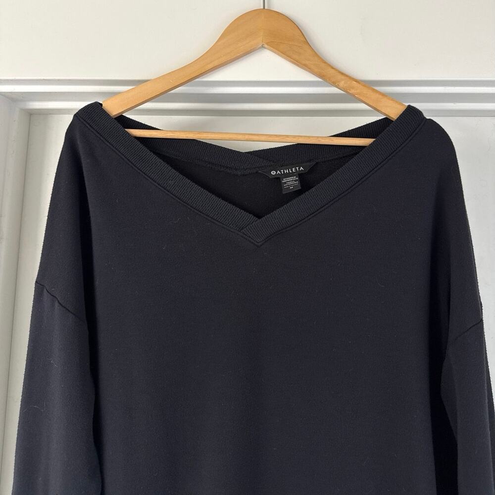 Athleta Coaster Luxe V-Neck Sweatshirt Size M in Black *984026 - Picture 4 of 9
